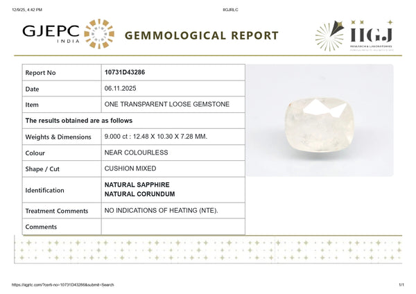 NATURAL WHITE SAPPHIRE 9.00 CARATS - Media 6