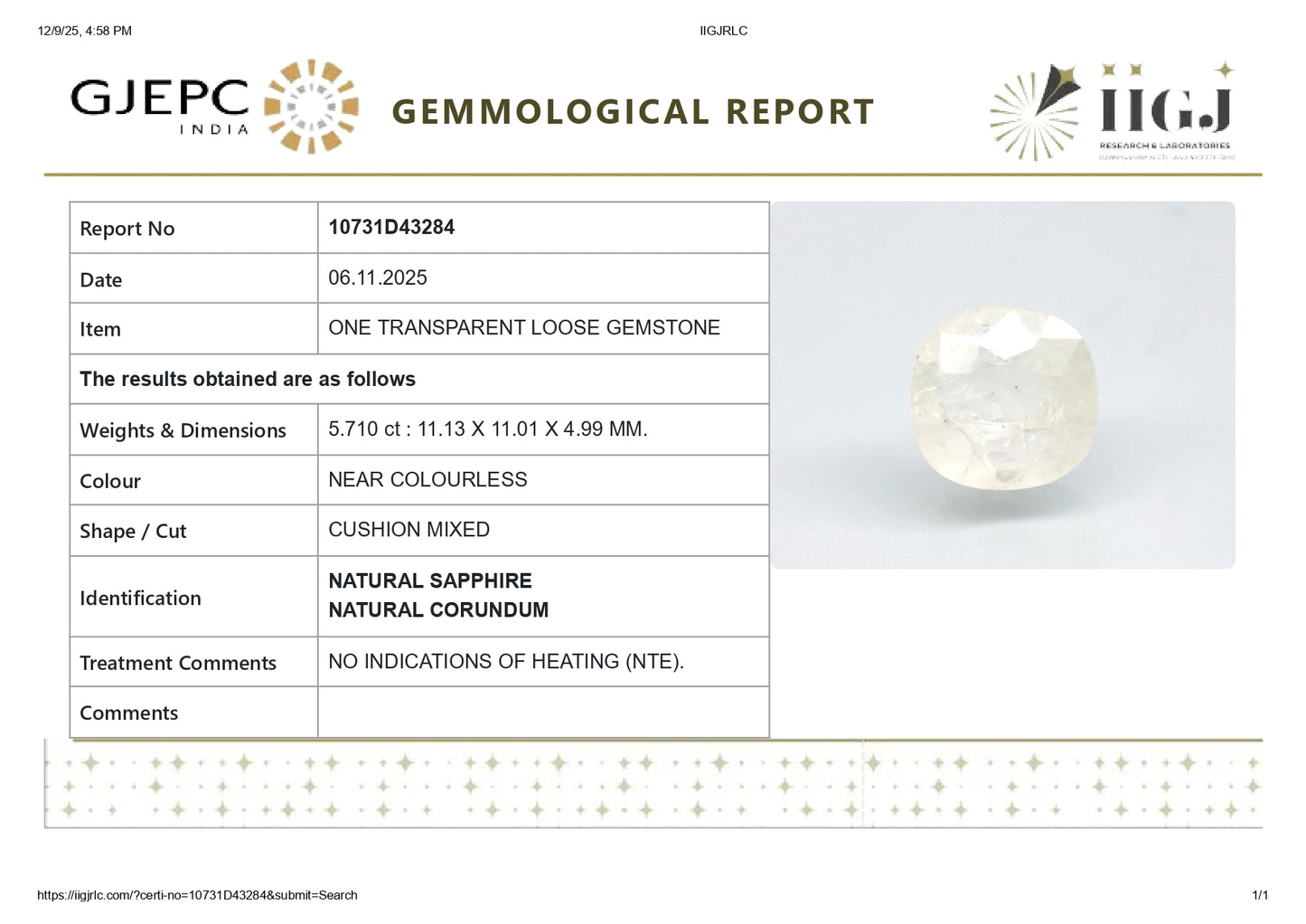 
                    
                      NATURAL WHITE SAPPHIRE 5.71 CARATS - Media 6
                    
                  