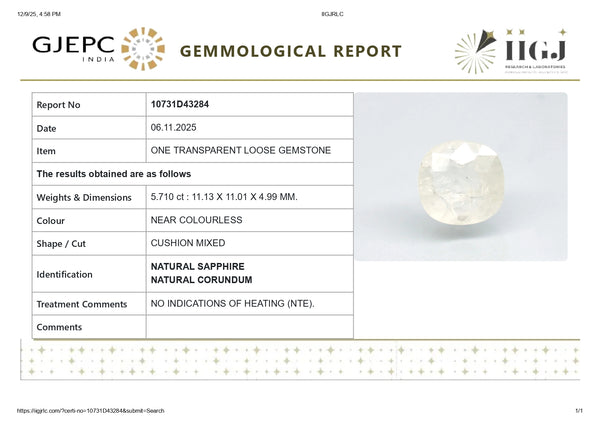 NATURAL WHITE SAPPHIRE 5.71 CARATS - Media 6