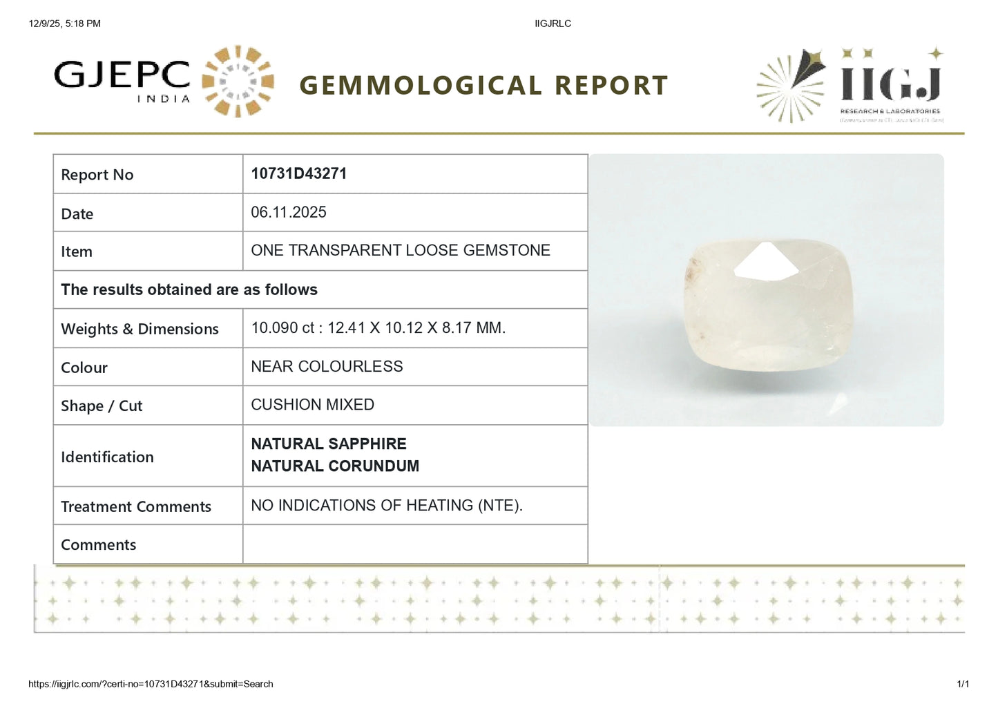 
                    
                      NATURAL WHITE SAPPHIRE 10.09 CARATS - Media 6
                    
                  