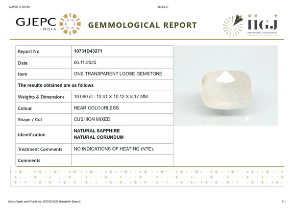NATURAL WHITE SAPPHIRE 10.09 CARATS - Media 6