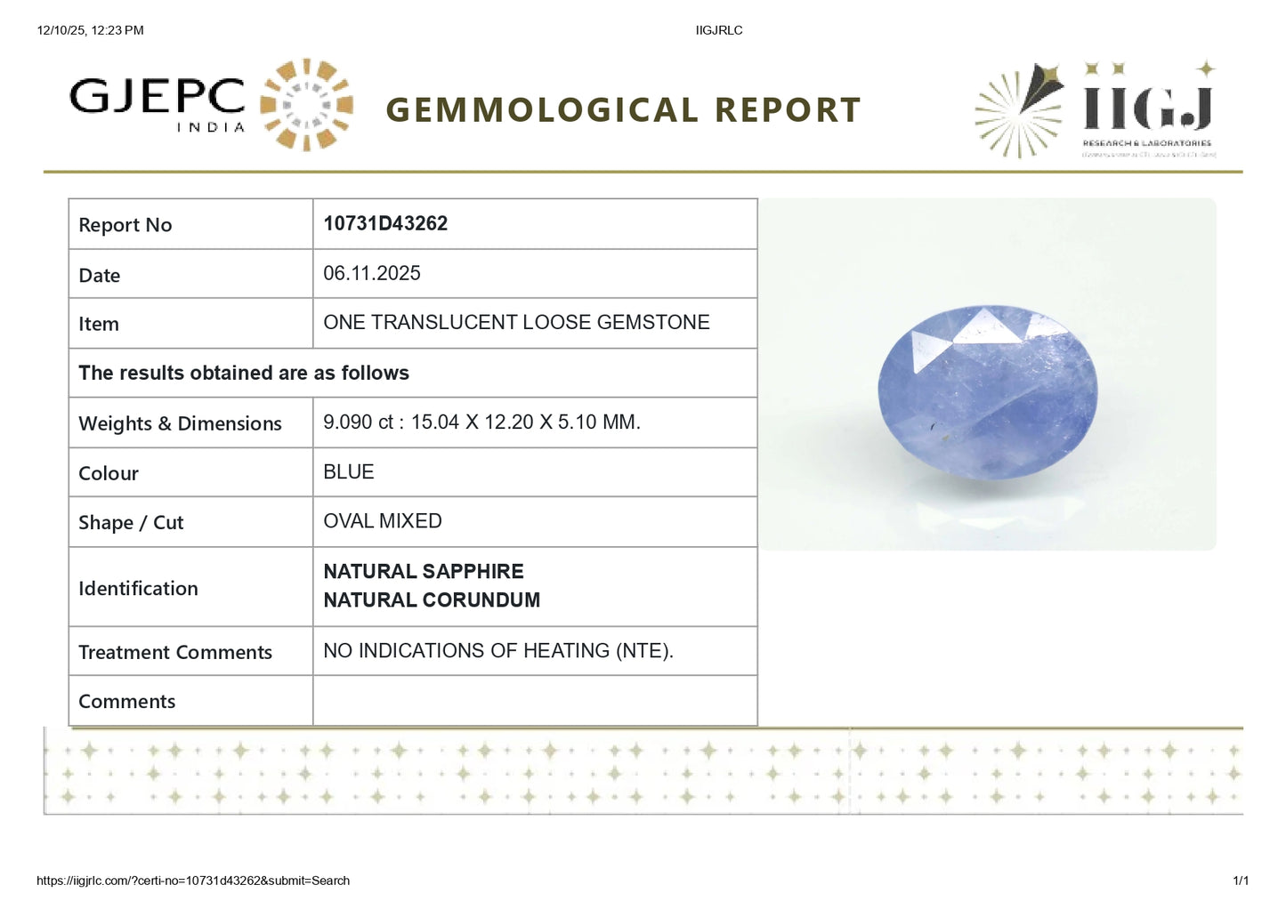 
                    
                      Natural Blue Sapphire (Neelam) 9.09 Carats - Media 6
                    
                  