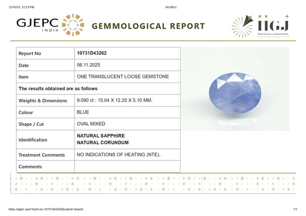 Natural Blue Sapphire (Neelam) 9.09 Carats - Media 6