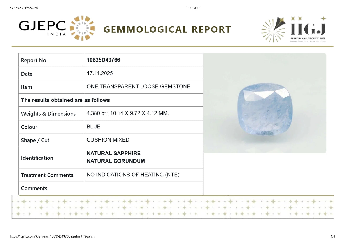 
                    
                      Natural Blue Sapphire (Neelam) 4.38 Carats - Media 5
                    
                  