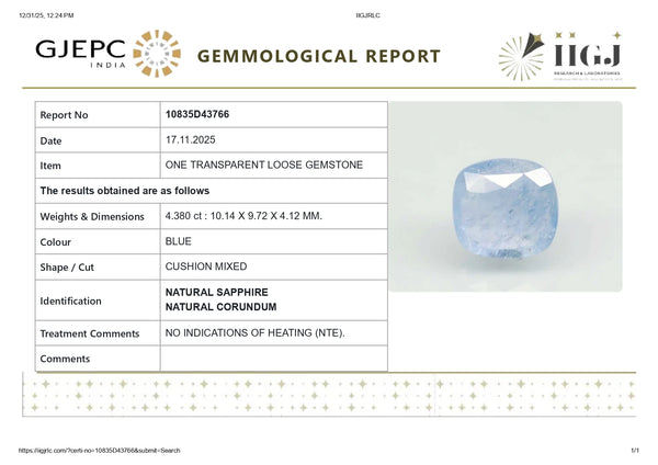 Natural Blue Sapphire (Neelam) 4.38 Carats - Media 5
