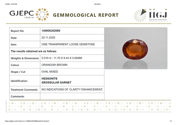 NATURAL HESSONITE (GOMED) 5.01 CARATS - Media 6