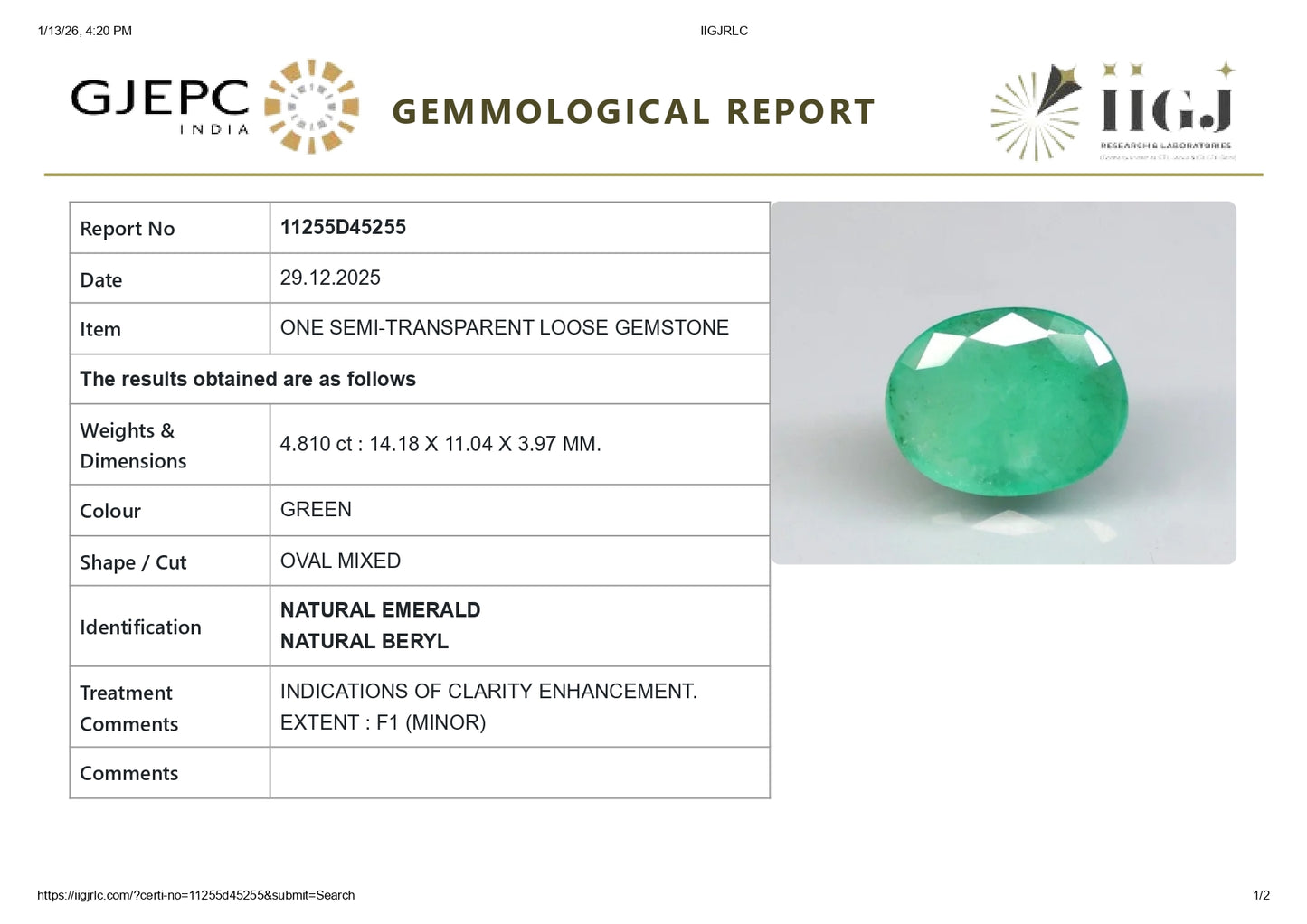
                    
                      Natural Zambian Emerald (Panna) 4.81 Carats - Media 6
                    
                  