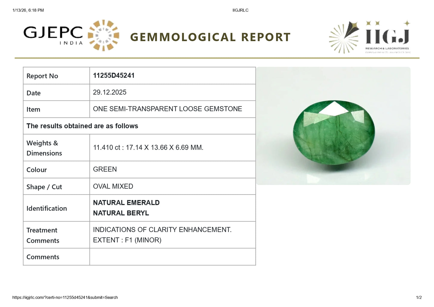 
                    
                      Natural Zambian Emerald (Panna) 11.41 Carats - Media 6
                    
                  