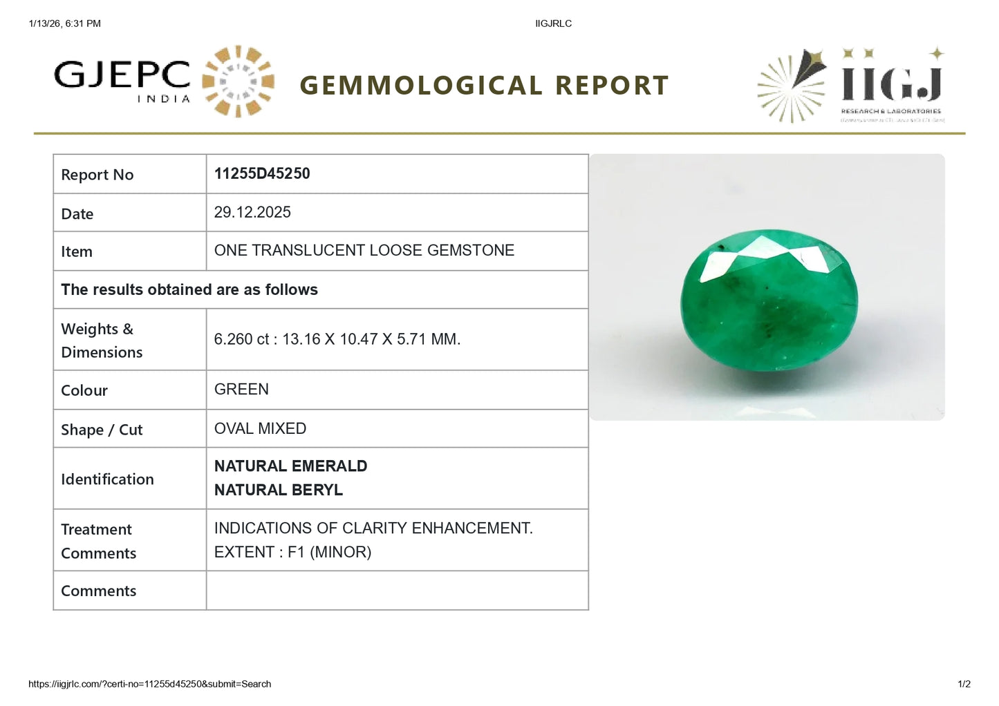 
                    
                      Natural Zambian Emerald (Panna) 6.26 Carats - Media 6
                    
                  