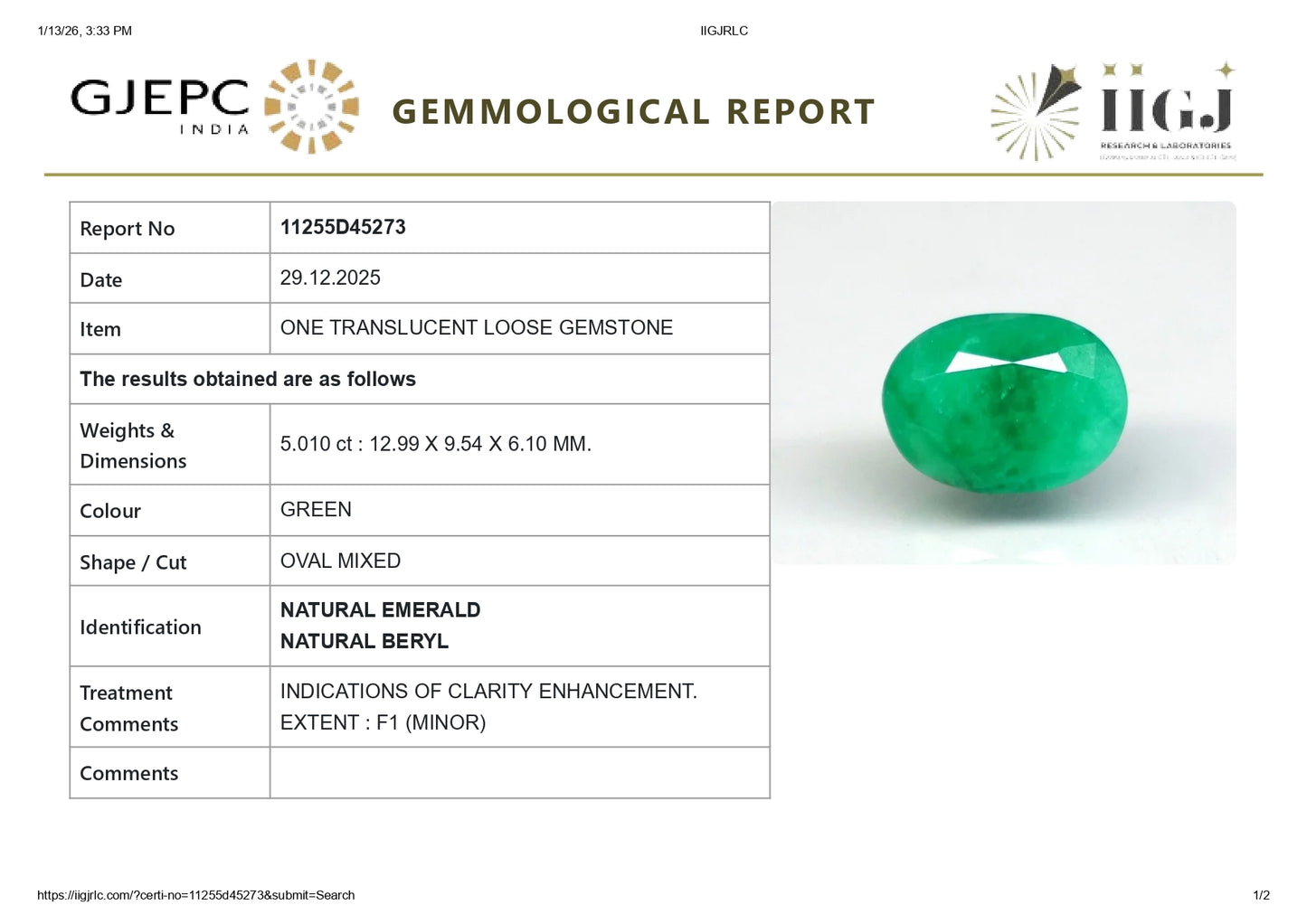 
                    
                      Natural Zambian Emerald (Panna) 5.01 Carats - Media 6
                    
                  