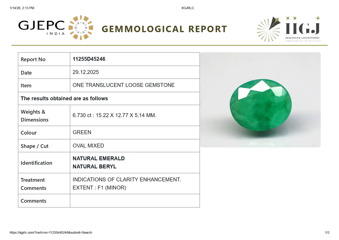 
                    
                      Natural Zambian Emerald (Panna) 6.73 Carats - Media 6
                    
                  