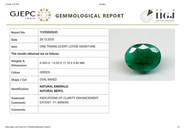Natural Zambian Emerald (Panna) 6.34 Carats - Media 6