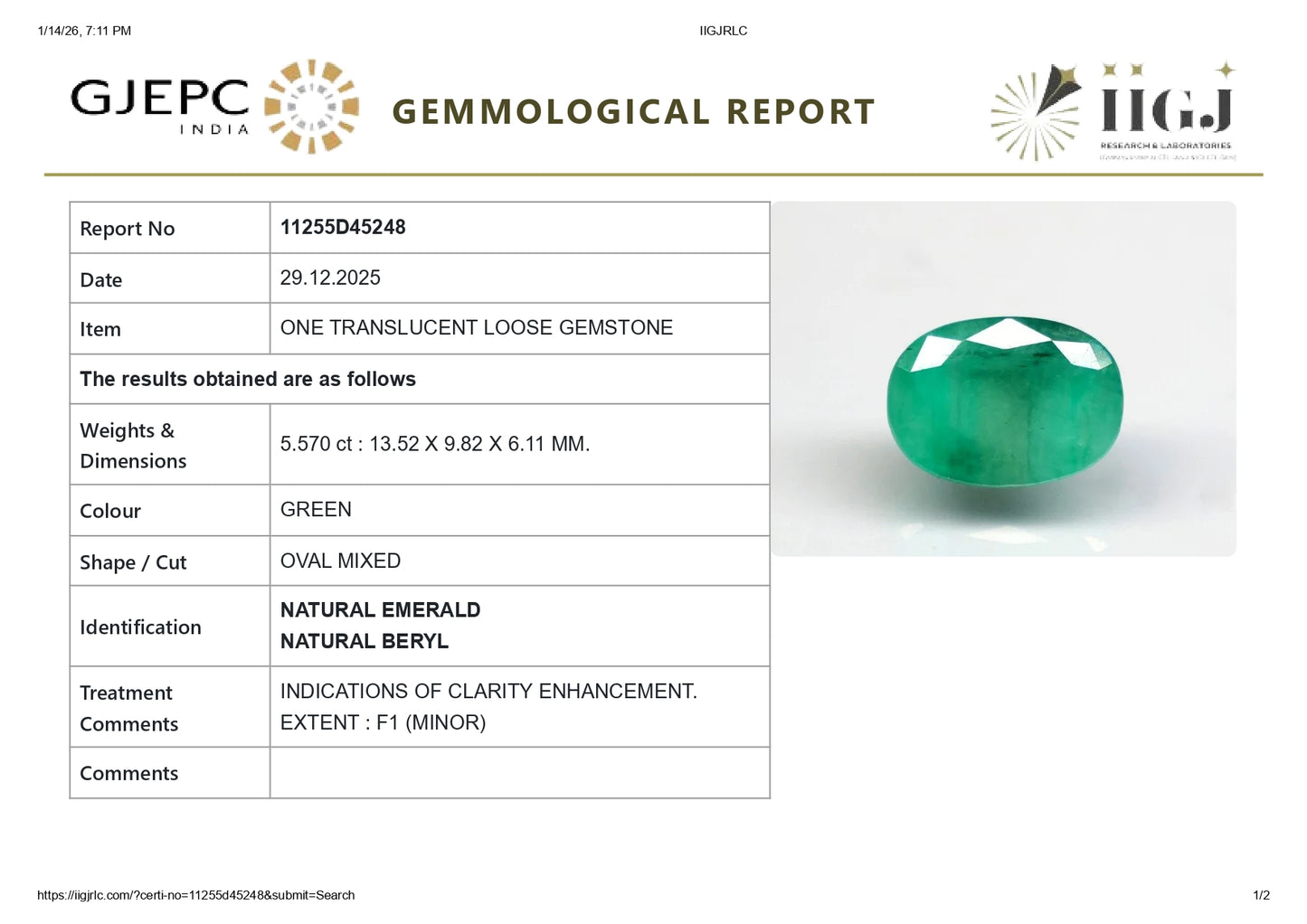 
                    
                      Natural Zambian Emerald (Panna) 5.57 Carats - Media 6
                    
                  