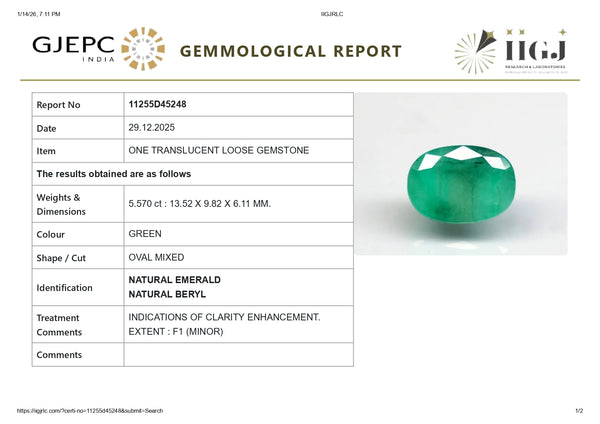 Natural Zambian Emerald (Panna) 5.57 Carats - Media 6