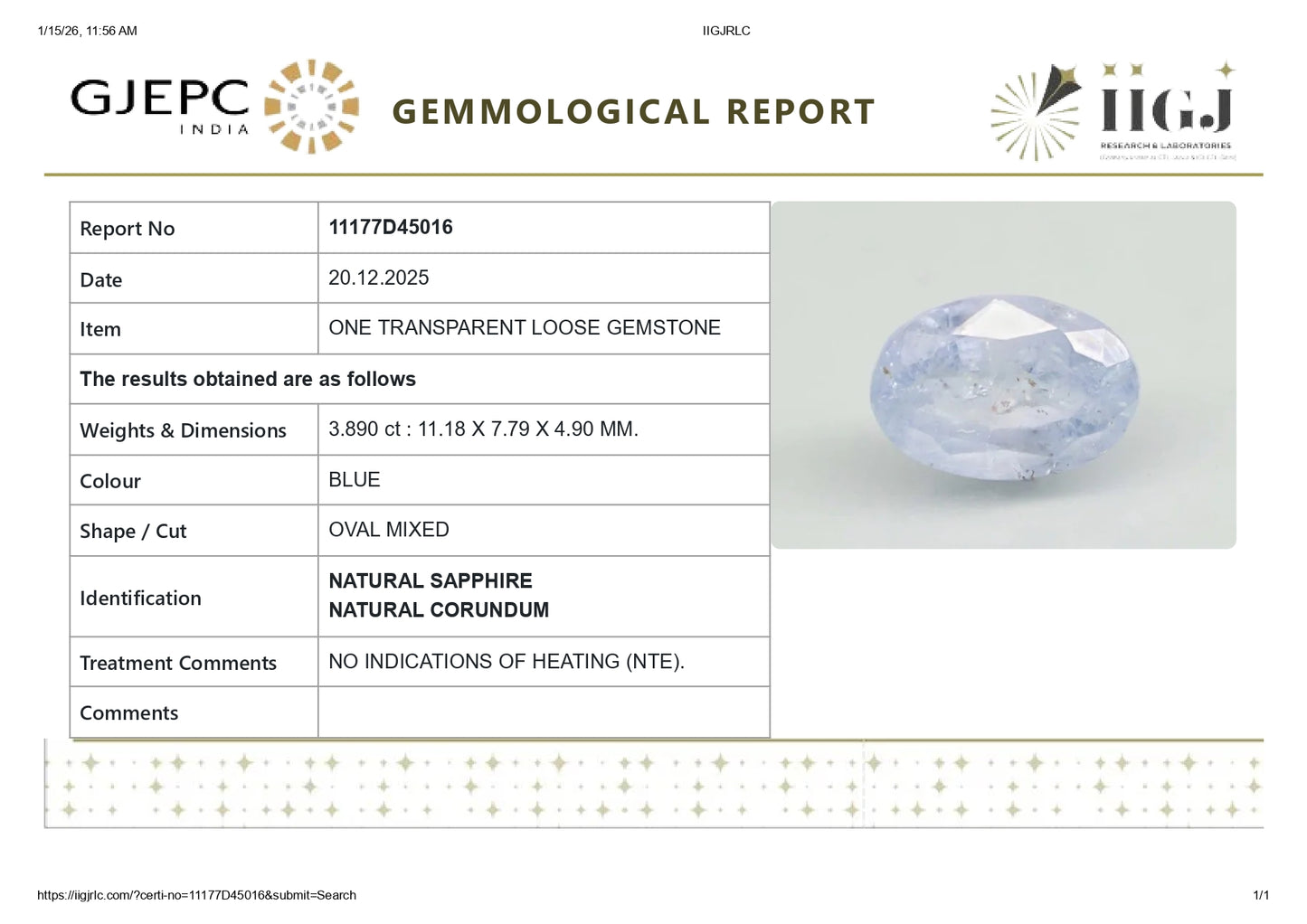 
                    
                      Natural Blue Sapphire (Neelam) 3.89 Carats - Media 5
                    
                  