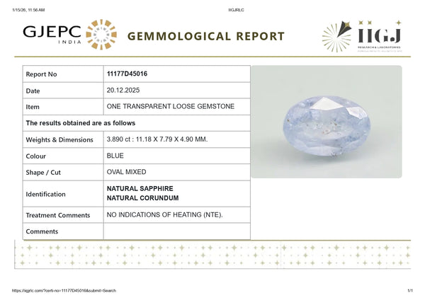 Natural Blue Sapphire (Neelam) 3.89 Carats - Media 5