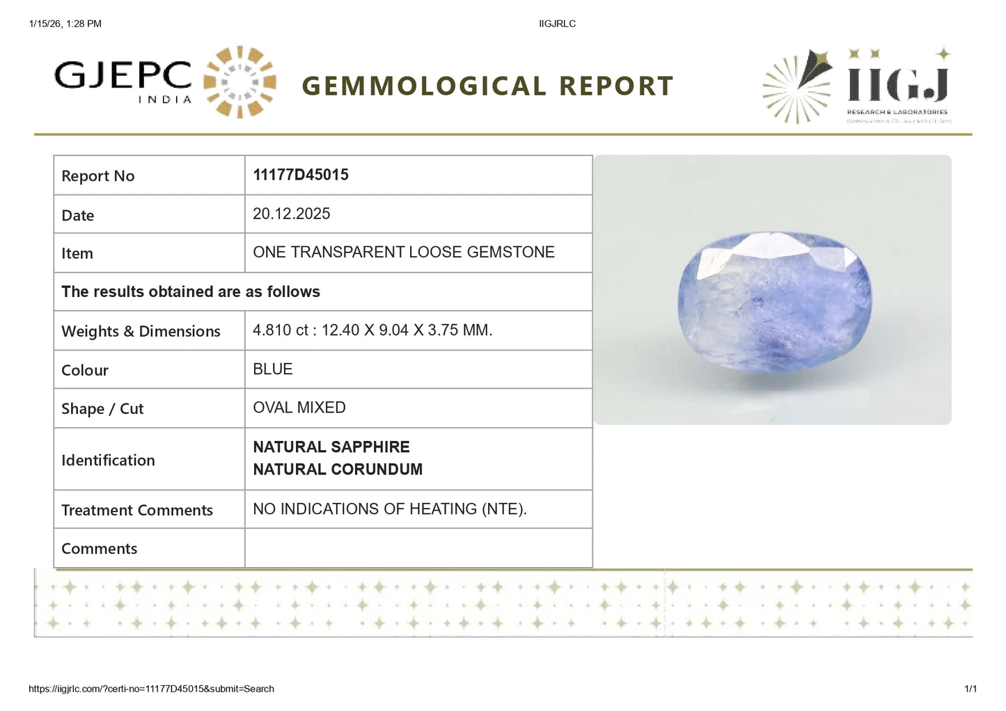 
                    
                      Natural Blue Sapphire (Neelam) 4.81 Carats - Media 6
                    
                  