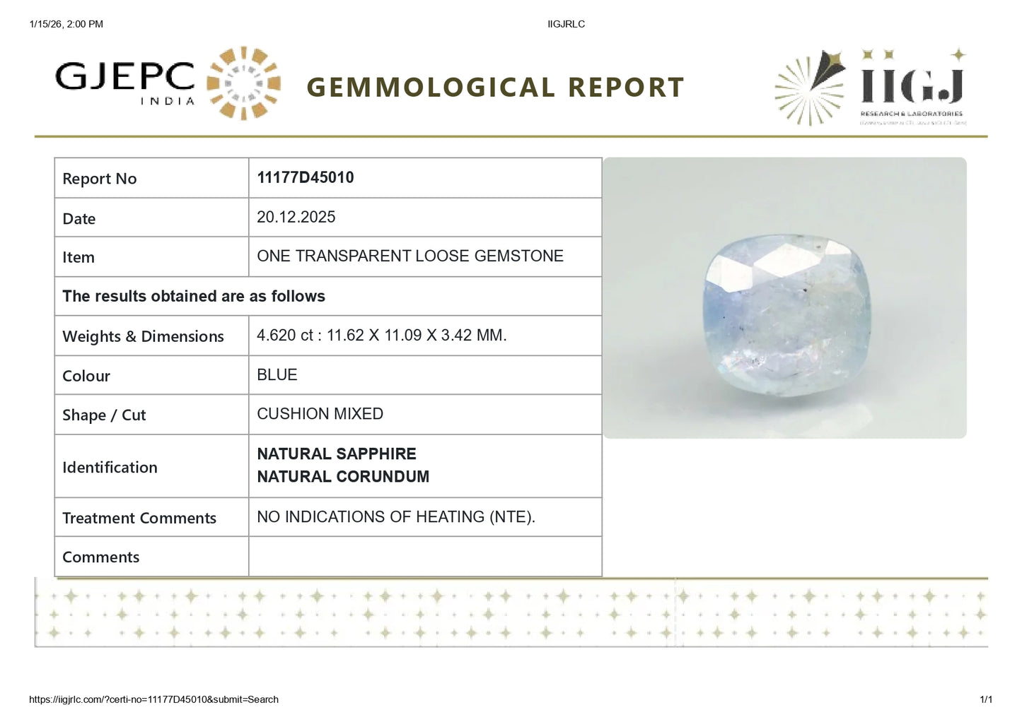 
                    
                      Natural Blue Sapphire (Neelam) 4.62 Carats - Media 6
                    
                  