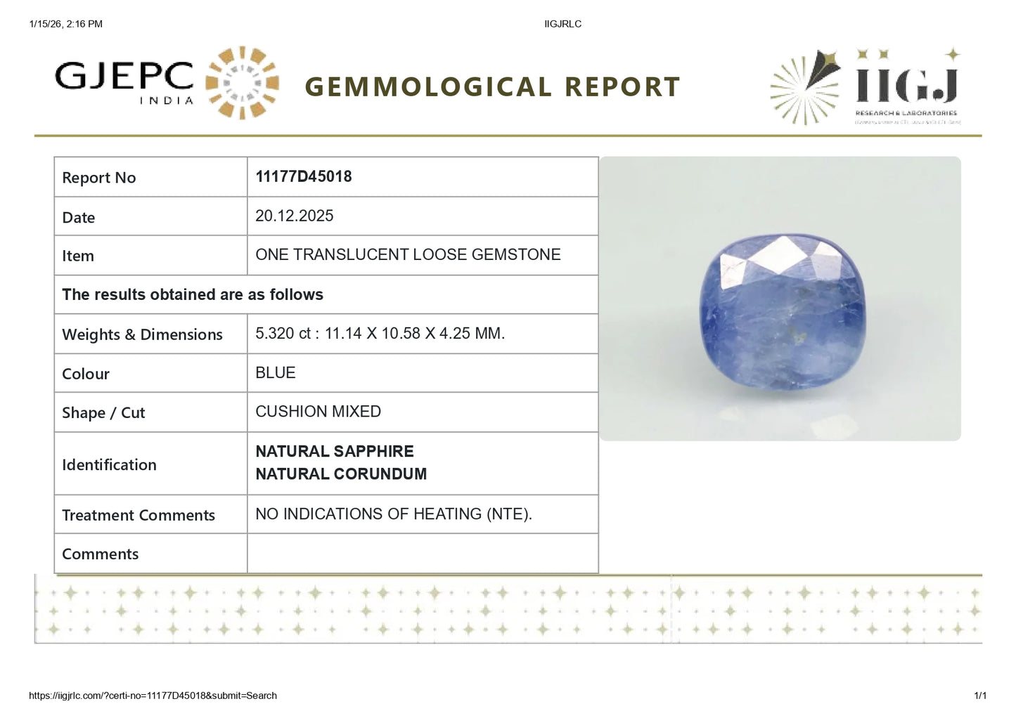 
                    
                      Natural Blue Sapphire (Neelam) 5.32 Carats - Media 5
                    
                  