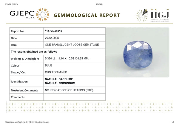 Natural Blue Sapphire (Neelam) 5.32 Carats - Media 5