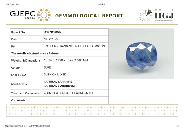 Natural Blue Sapphire (Neelam) 7.31 Carats - Media 6