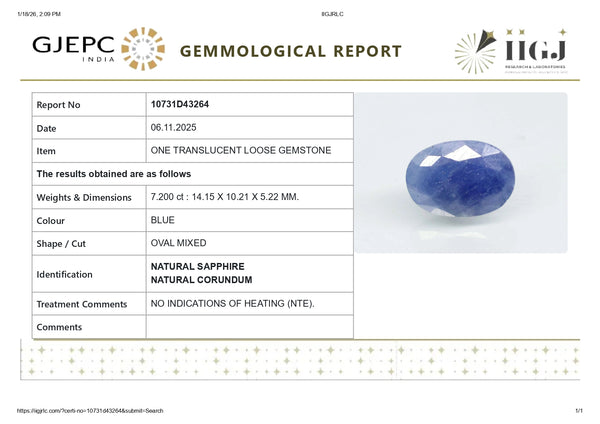 Natural Blue Sapphire (Neelam) 7.20 Carats - Media 6