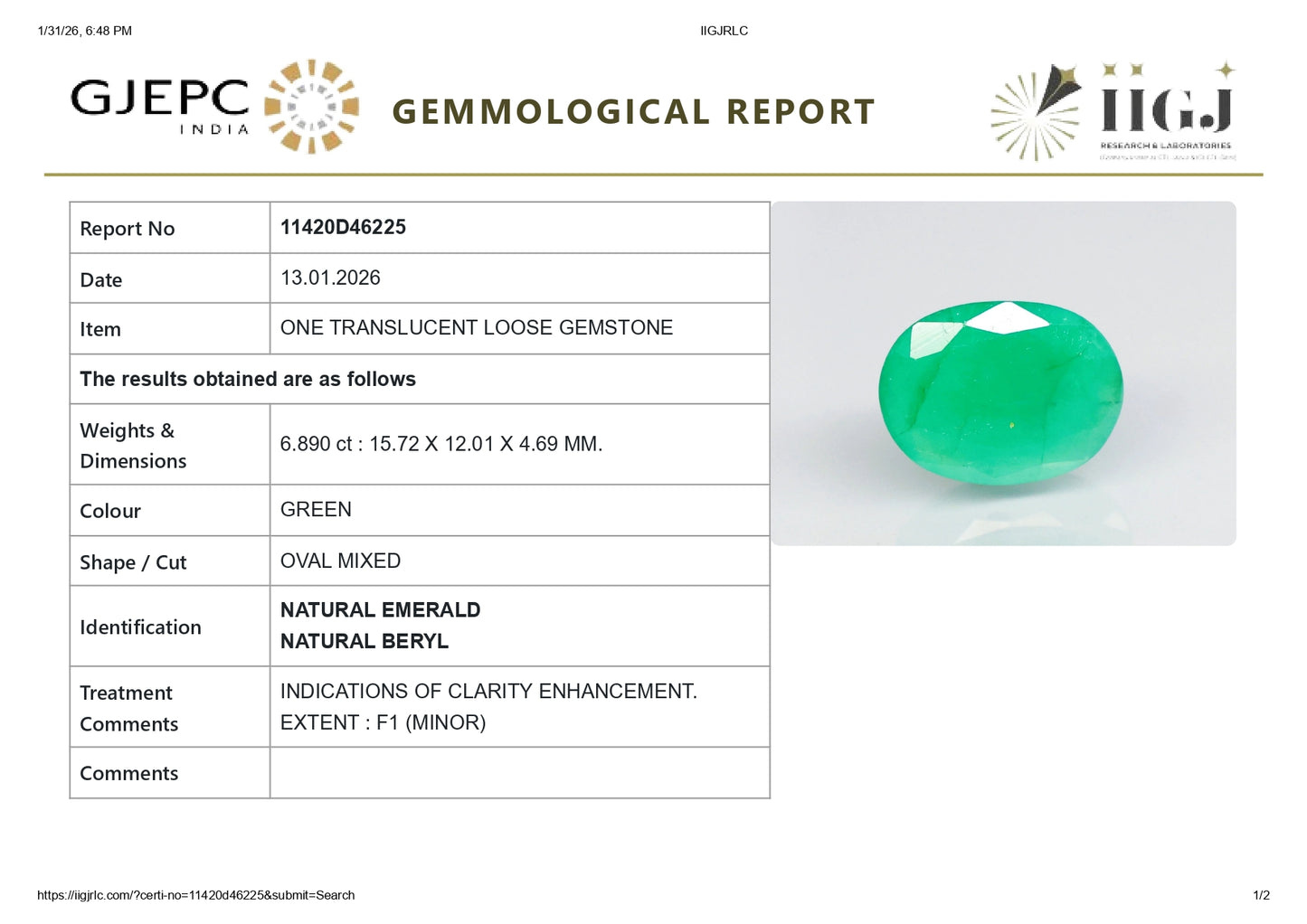 
                    
                      Natural Zambian Emerald (Panna) 6.89 Carats - Media 6
                    
                  
