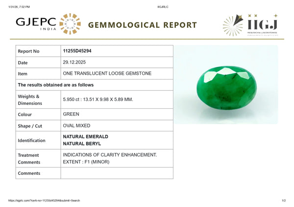 Natural Zambian Emerald (Panna) 5.95 Carats - Media 6