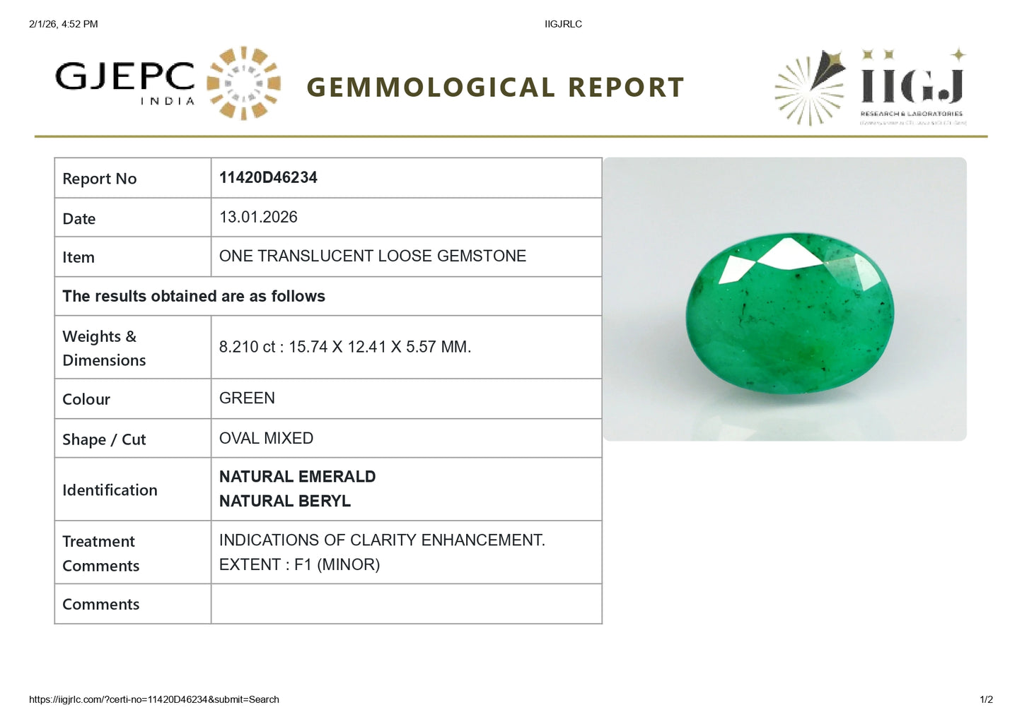 
                    
                      Natural Zambian Emerald (Panna) 8.21 Carats - Media 6
                    
                  