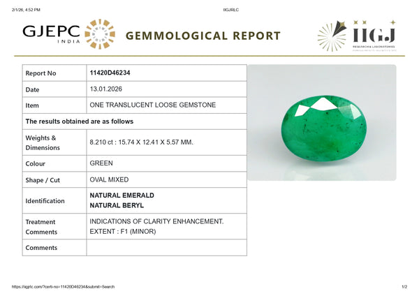 Natural Zambian Emerald (Panna) 8.21 Carats - Media 6