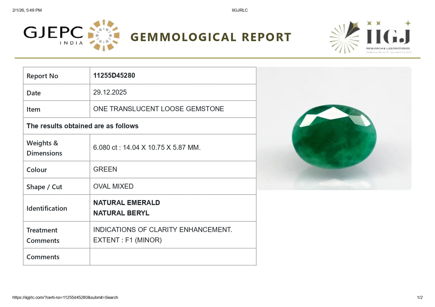 
                    
                      Natural Zambian Emerald (Panna) 6.08 Carats - Media 6
                    
                  