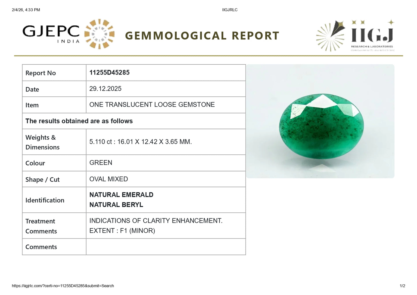 
                    
                      Natural Zambian Emerald (Panna) 5.11 Carats - Media 6
                    
                  