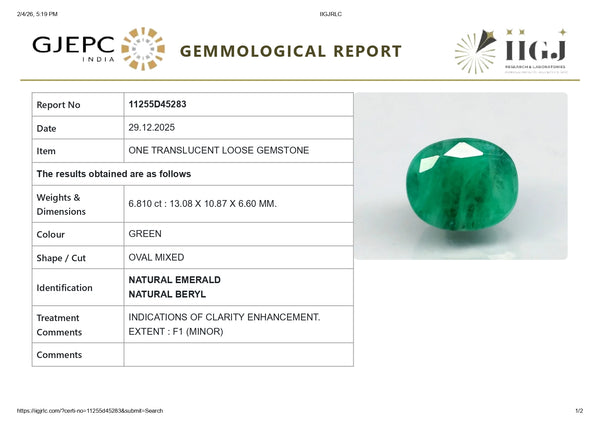Natural Zambian Emerald (Panna) 6.81 Carats - Media 6