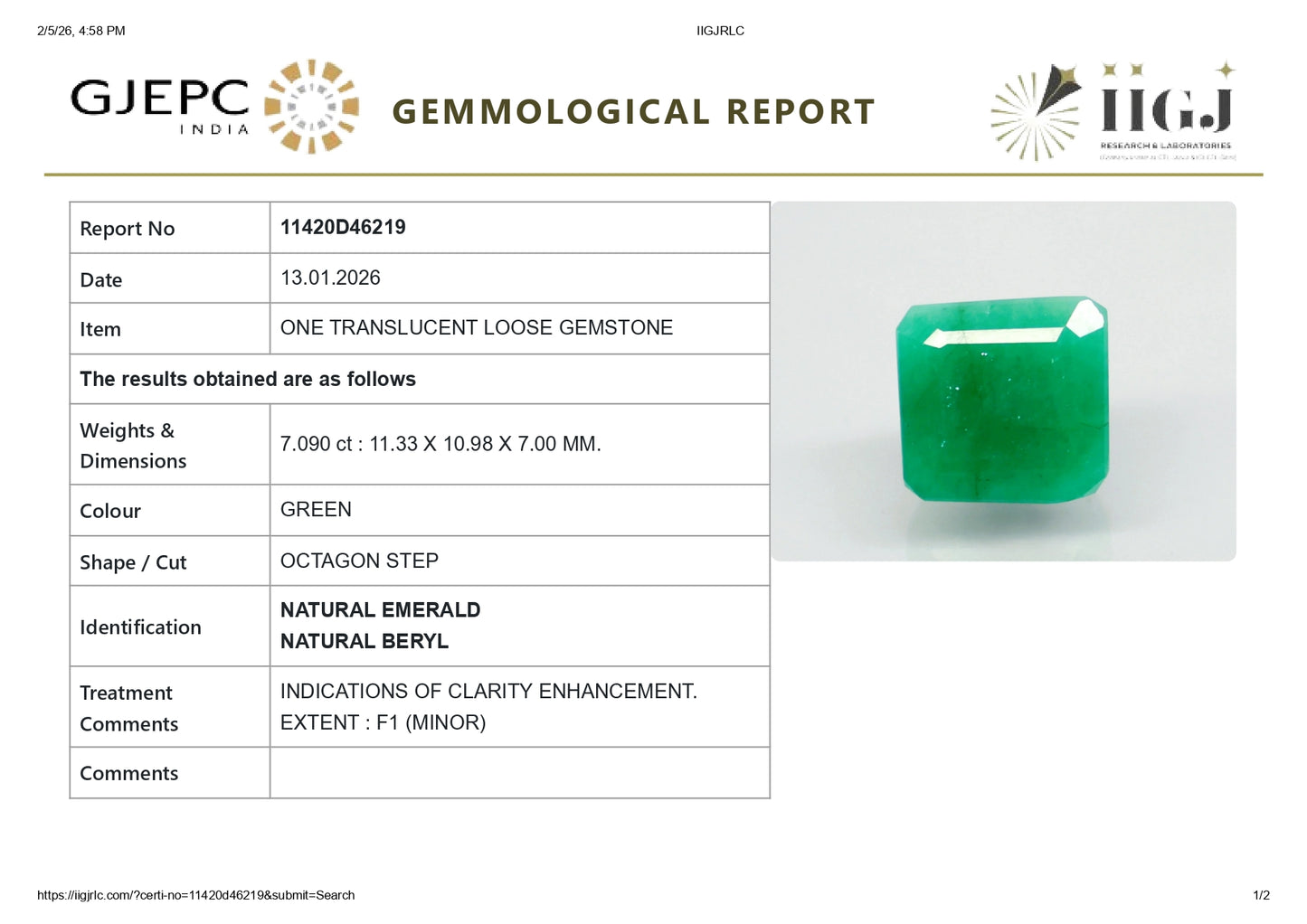 
                    
                      Natural Zambian Emerald (Panna) 7.09 Carats - Media 6
                    
                  