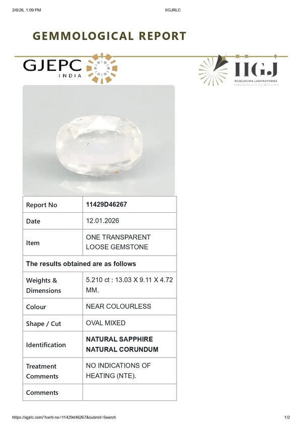 NATURAL WHITE SAPPHIRE 5.21 CARATS - Media 6