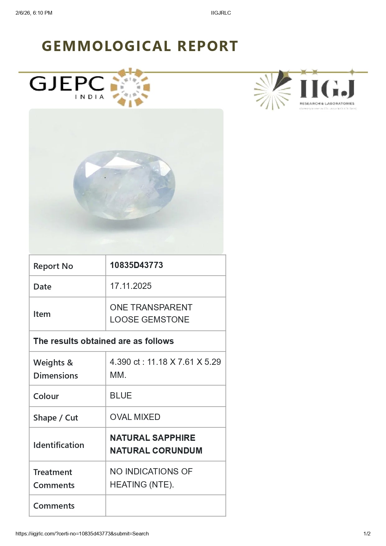 
                    
                      Natural Blue Sapphire (Neelam) 4.39 Carats - Media 5
                    
                  