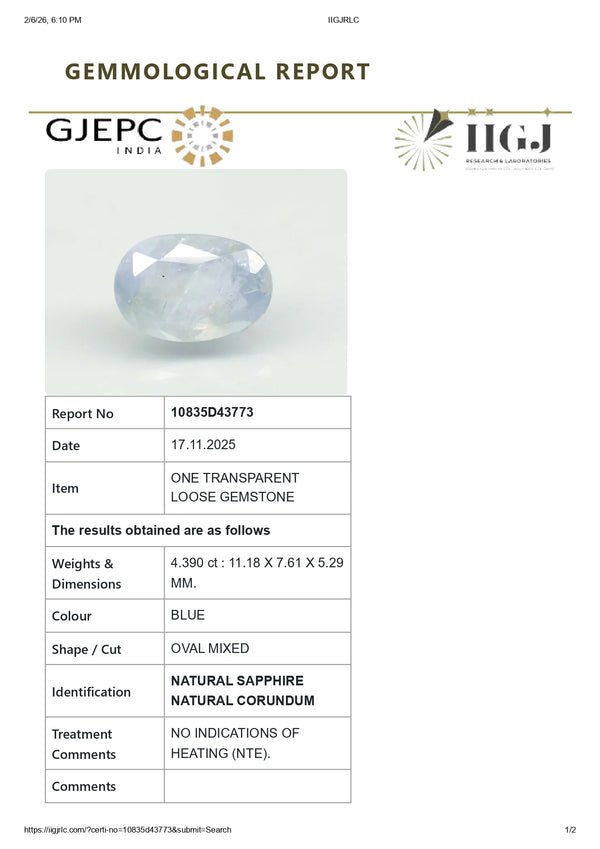 Natural Blue Sapphire (Neelam) 4.39 Carats - Media 5