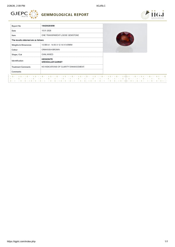 Natural Sri-Lankan Hessonite (Gomed) 13.58 Carats - Media 6