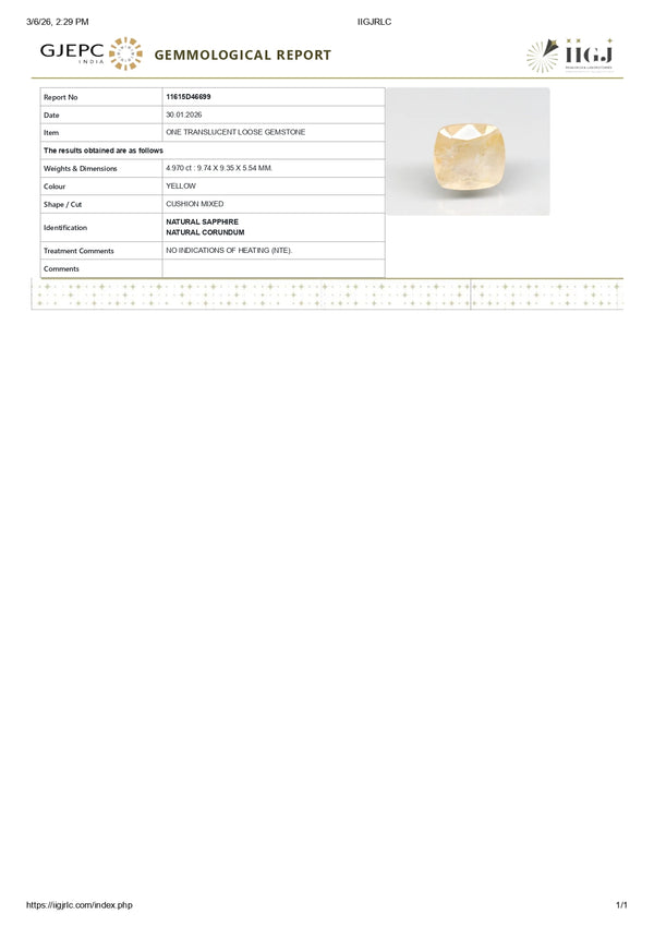Natural Yellow Sapphire (Pukhraj) 4.97 Carats - Media 6