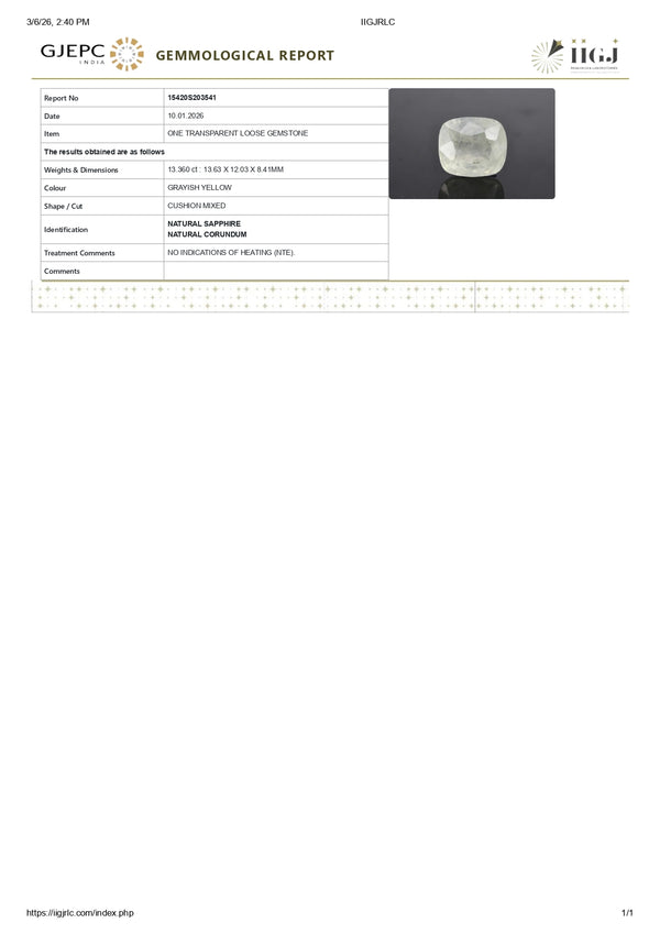 Natural Yellow Sapphire (Pukhraj) 13.36 Carats - Media 6