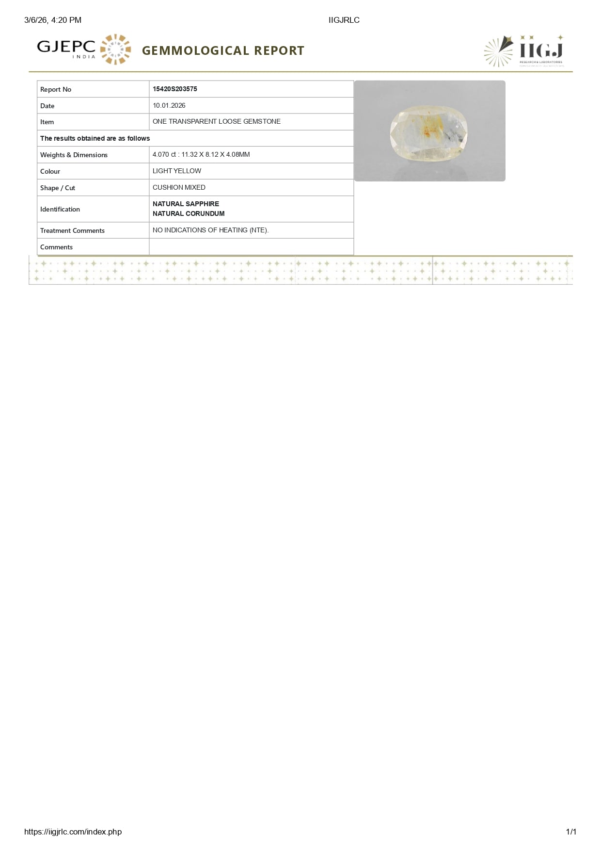 
                    
                      Natural Yellow Sapphire (Pukhraj) 4.07 Carats - Media 6
                    
                  