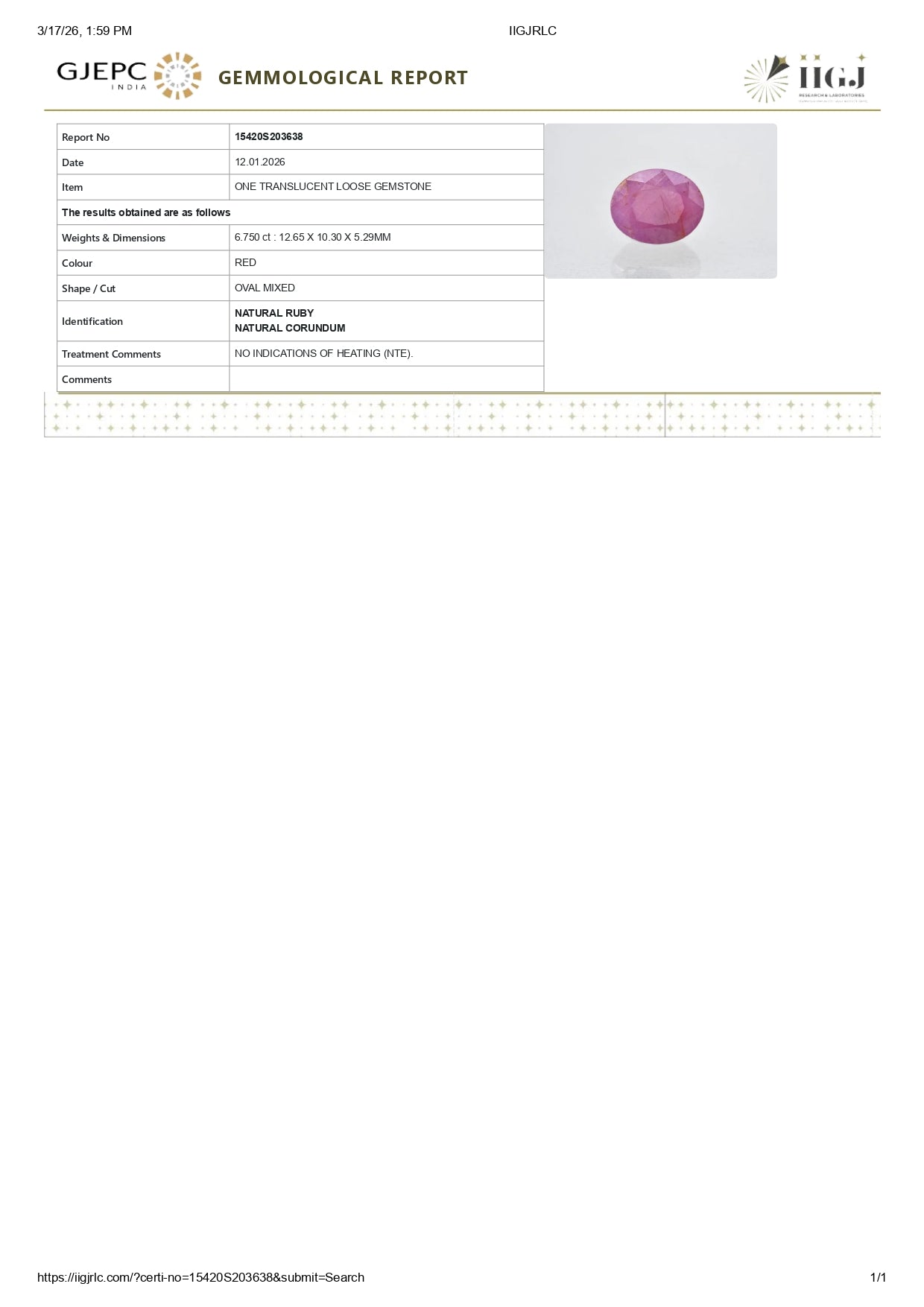 
                    
                      Natural African Ruby (Manik) 6.75 Carats - Media 6
                    
                  