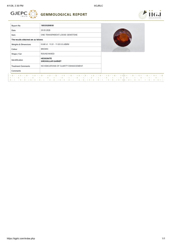Natural Sri-Lankan Hessonite (Gomed) 6.69 Carats - Media 6