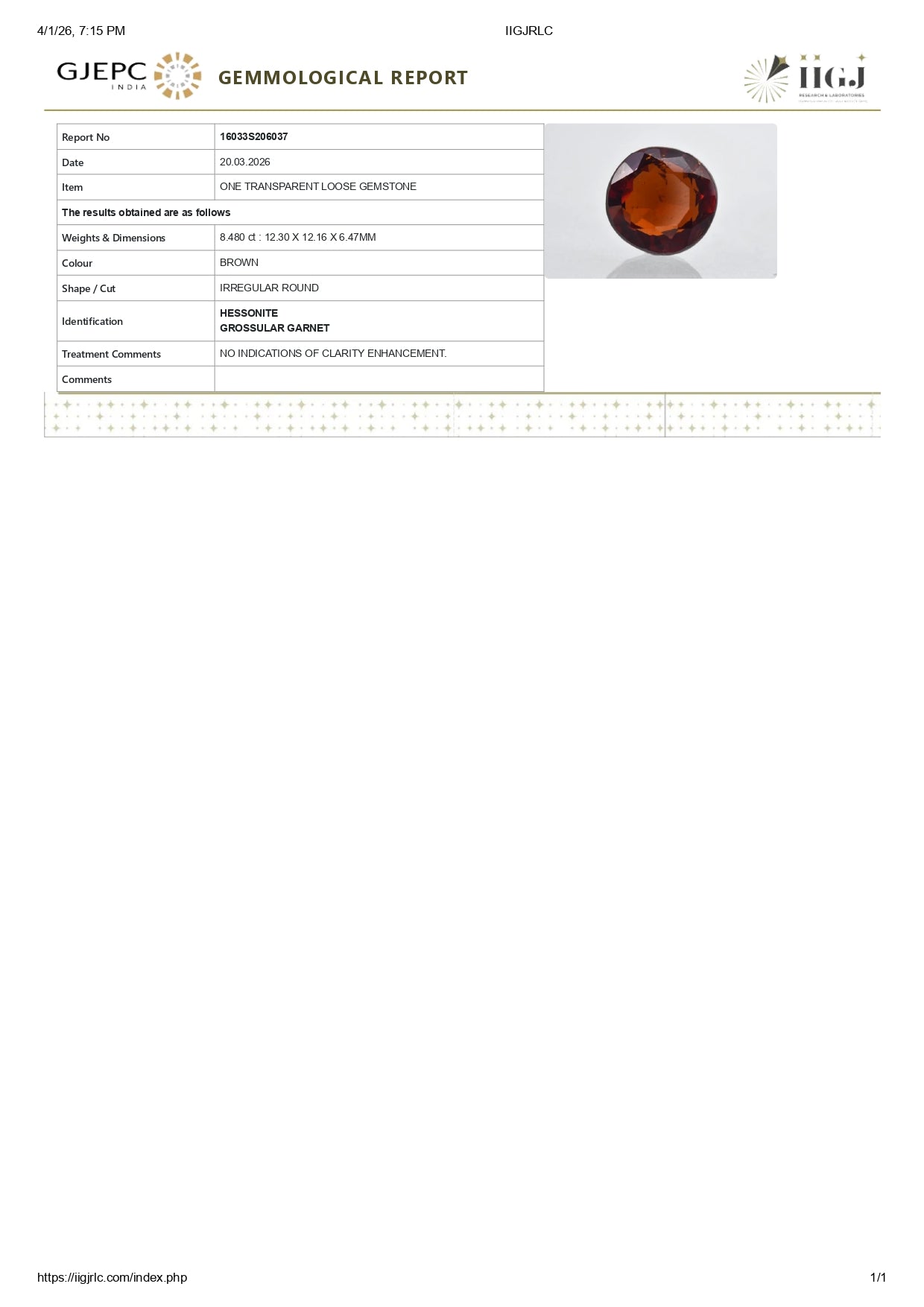 
                    
                      Natural Sri-Lankan Hessonite (Gomed) 8.48 Carats - Media 6
                    
                  