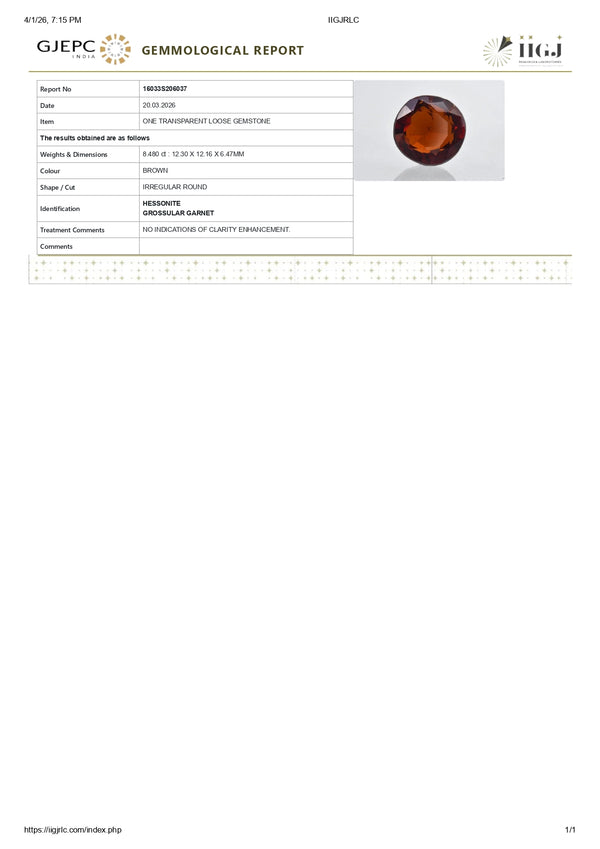 Natural Sri-Lankan Hessonite (Gomed) 8.48 Carats - Media 6