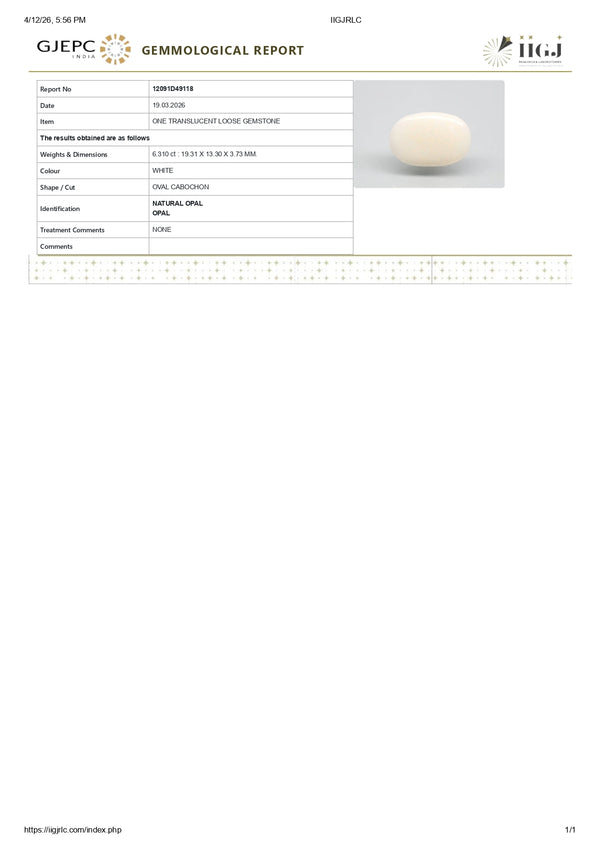 Natural Australian White Fire Opal 6.31 Carats - Media 6