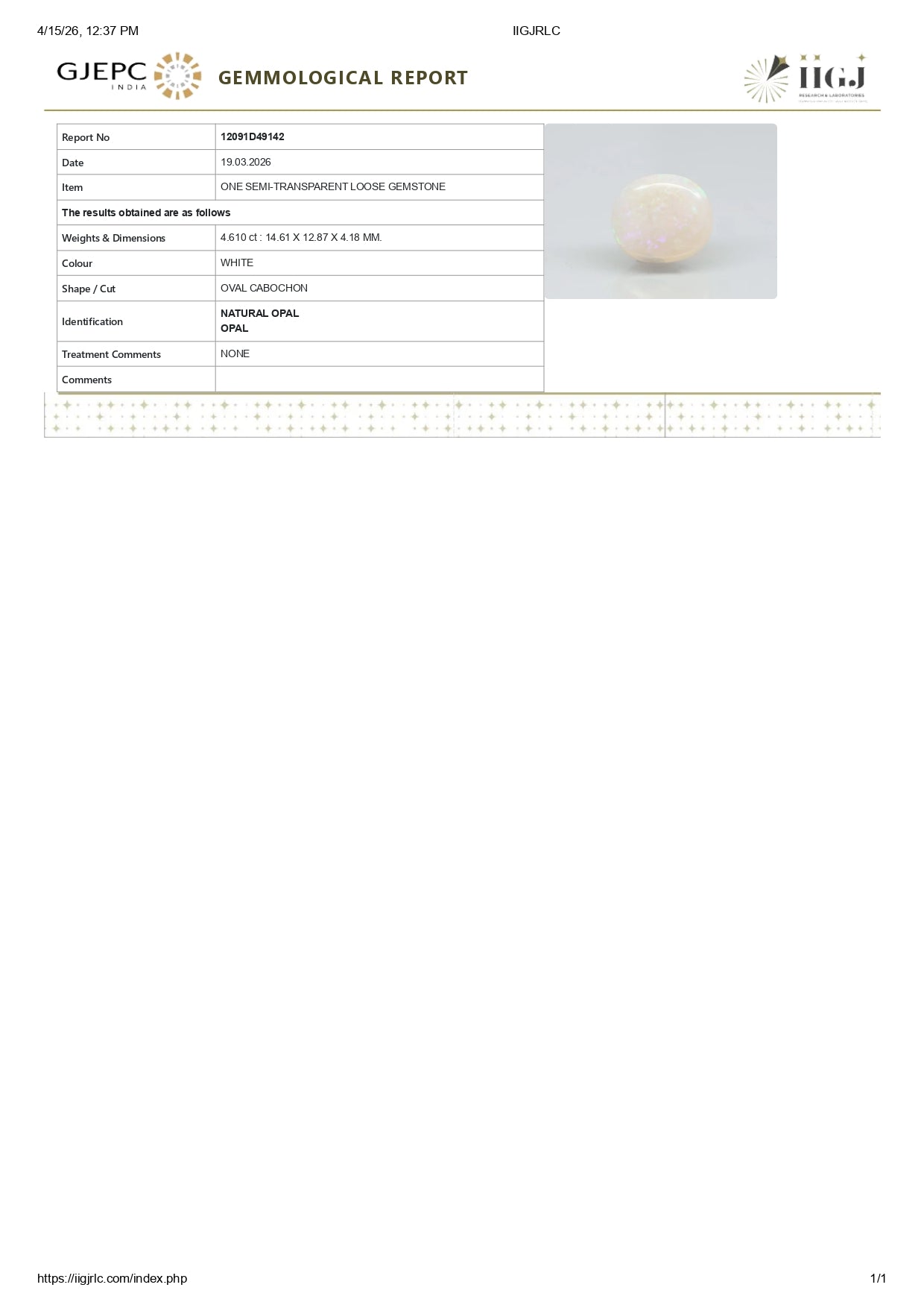
                    
                      Natural Australian White Fire Opal 4.61 Carats - Media 6
                    
                  