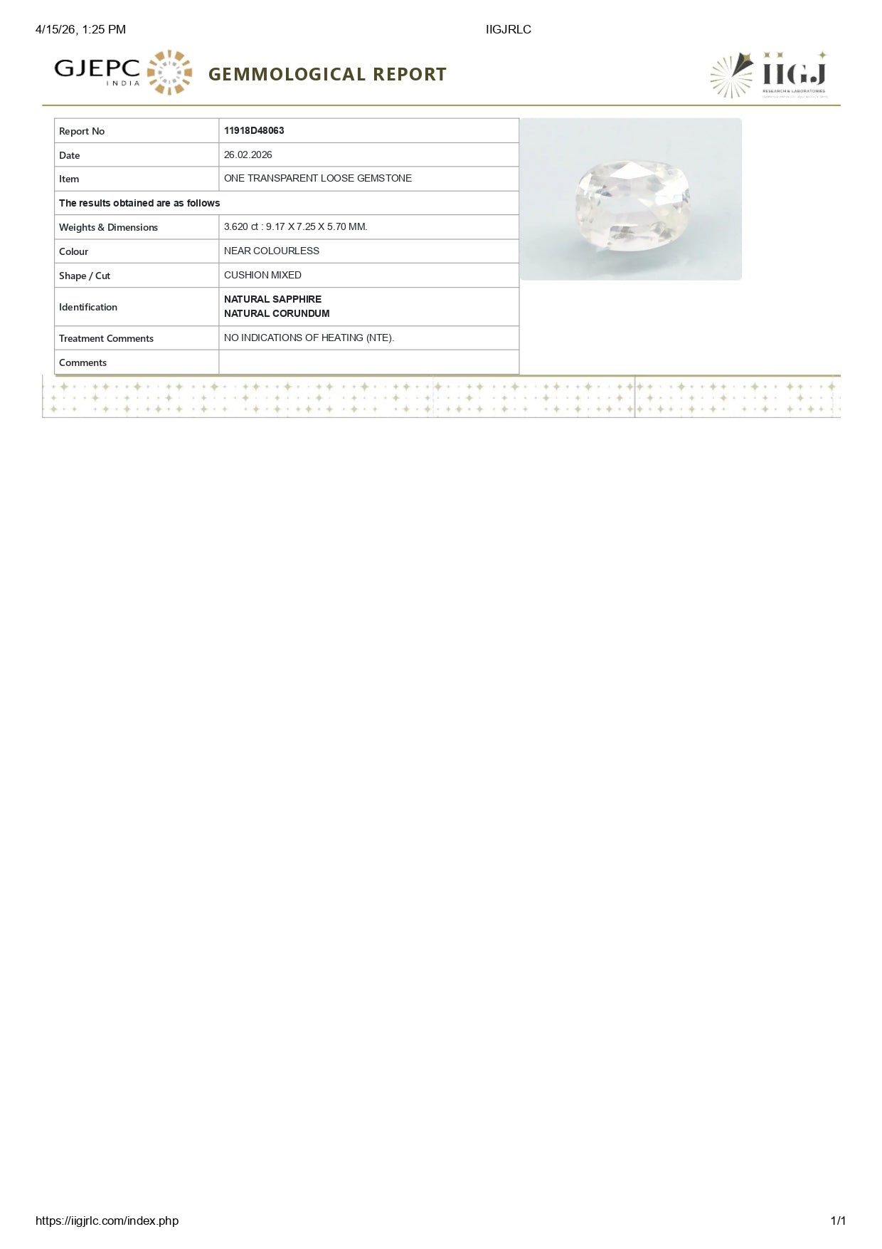 
                    
                      Natural White Sapphire 3.62 Carats - Media 5
                    
                  