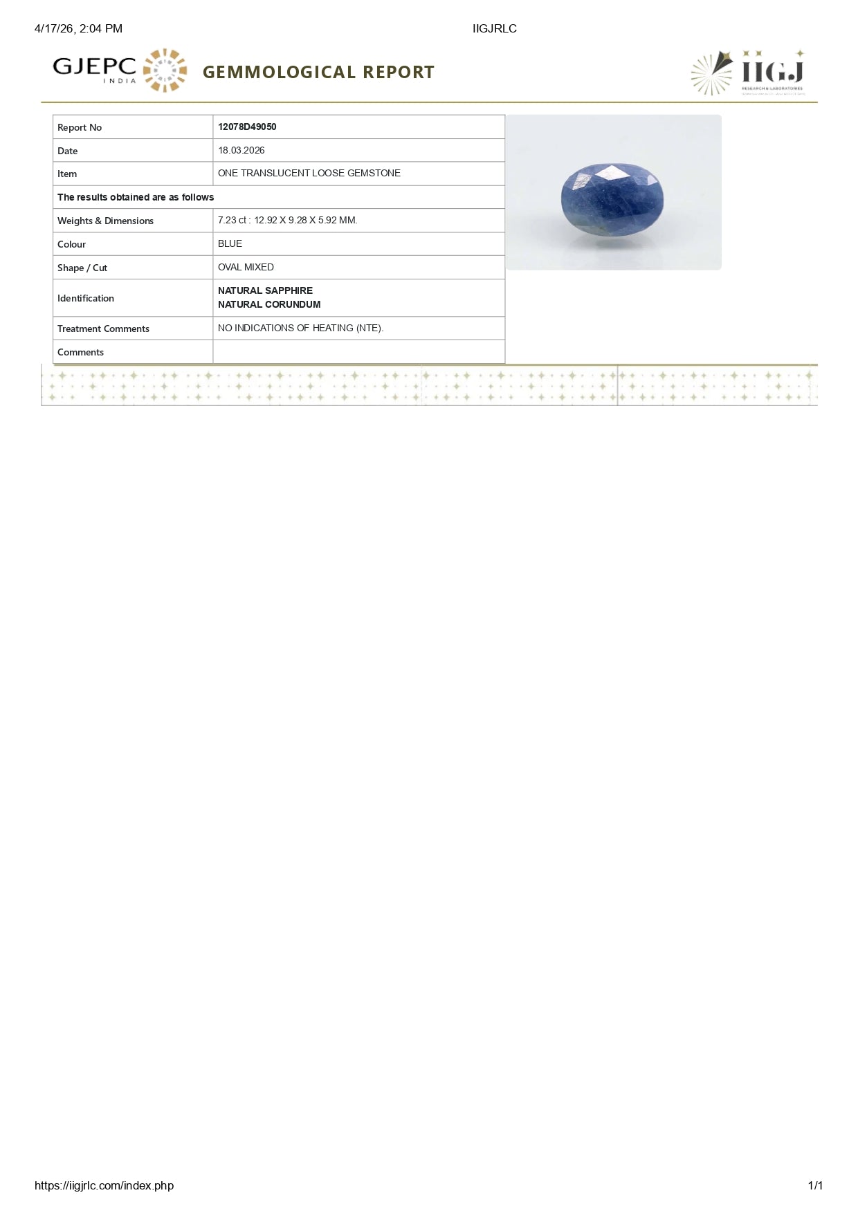 
                    
                      Natural Blue Sapphire (Neelam) 7.23 Carats - Media 6
                    
                  