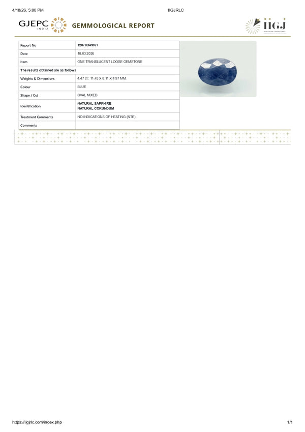 Natural Blue Sapphire (Neelam) 4.47 Carats - Media 6